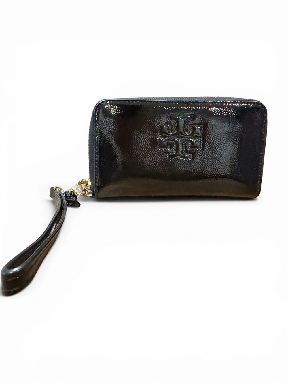 Tory Burch Black Patent Leather Zip Wristlet/Wallet
